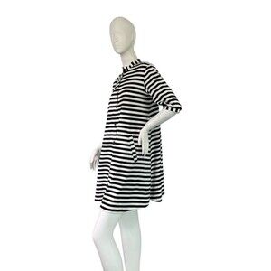 Marimekko Kaste Short Dress Black & White Stripes Cotton Jersey $248 Size XS
